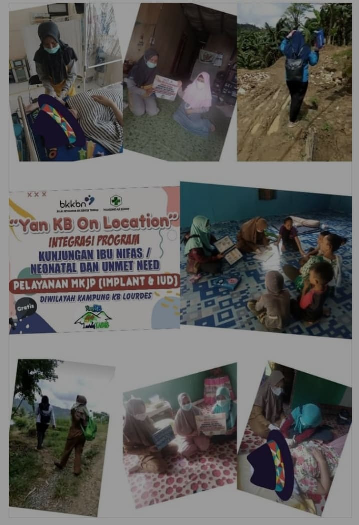 Bidan melakukan pelayanan di lokasi Rumah Ibu Nifas dengan program Baru di kampung KB Lourdes Yan KB On Location